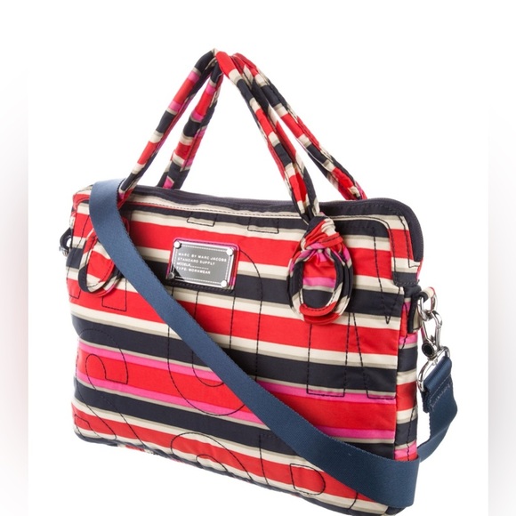 Marc by Marc Jacobs Striped Nylon Crossbody Bag—Computer & More—Beautiful! EUC! - Picture 1 of 12